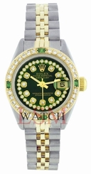 Used Rolex Lady Datejust 69173 Two-Tone Green Vignette String Diamond /Emerald 27543000069