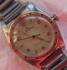 Rolex Oyster Perpetual Bubbleback ref. 5015 mens wristwatch steel & gold case