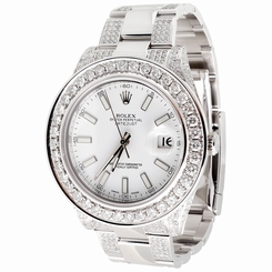 Men's Rolex DateJust II 2 Diamond White Stainless Steel 9.06 Ct 41mm Watch