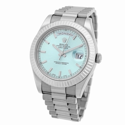 ROLEX 41mm 18K White Gold Day Date II President # 218239 Warranty Glacier Blue