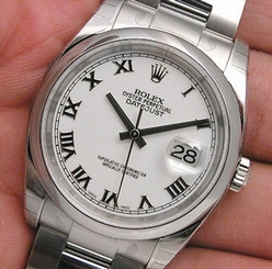Rolex DATEJUST 116200 Mens Steel White Roman Dial Smooth Bezel Oyster 36MM