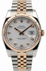 Rolex Datejust Oyster Diamond White Dial Automatic Men Watch 116231 New in Box