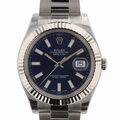 NEW 2016 Rolex Datejust II Steel & 18K White Gold Blue Dial Mens Watch 116334