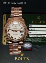 Rolex Day Date II 18k Everose Gold 41mm Roman Dial Mens Watch Box/Papers 218235