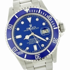 ROLEX MENS SUBMARINER OYSTER PERPETUAL S/STEEL 16610 CERAMIC BLUE DIAMOND WATCH