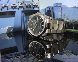 Rolex Datejust Stainless Steel 18k White Gold Bezel Blue Dial Mens Watch 116234 845960035095