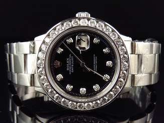 Mens Rolex 40MM Datejust Oyster Channel Set Stainless Steel Diamond Watch 6.0 Ct