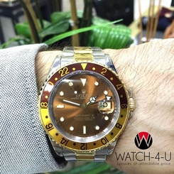 1990 Rolex GMT-Master II Nipple Dial Root Beer 16753 Brown 2tone 40mm Mens Watch