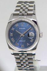 Rolex Datejust Stainless Steel Blue Jubilee Roman Dial Mens Watch 116200