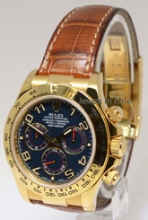 Rolex Daytona 18k Gold Blue Dial Chronograph Mens Watch Box/Papers 116518