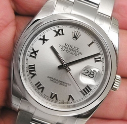 Rolex DATEJUST 116200 Mens Steel Oyster Rhodium Roman Dial Domed Bezel 36MM