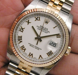 Rolex DATEJUST 116233 Mens Steel & 18K Yellow Gold Jubilee White Roman Dial 36MM