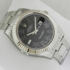 ROLEX MENS DATEJUST II BLACK 18K GOLD AUTOMATIC SWISS 41mm WATCH 116334 R: $9100 683498458203