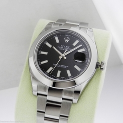 Rolex Datejust II 41mm Stainless Steel Black Index Dial 116300 Ret: $7,150