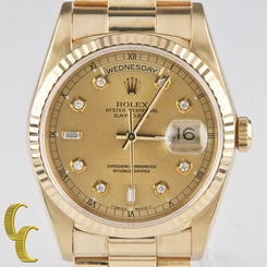 Rolex ? President OPDD Men's 18k Yellow Gold Automatic Watch 18238 Diamond Dial