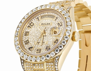 18K Mens 36MM Yellow Gold Rolex 18038 Presidential Day-Date Diamond Watch 15 Ct