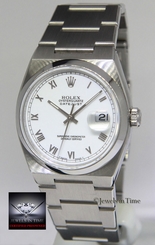 Rolex Datejust OysterQuartz Stainless Steel White Roman Dial Mens Watch 17000