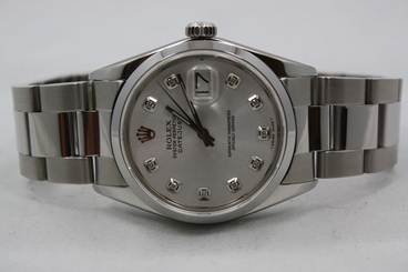 ROLEX DATEJUST 36MM STAINLESS STEEL WATCH WITH A MOP DIAMOND DIAL
