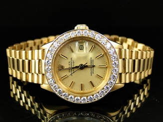 Pre-Owned Ladies 27 MM Rolex President Day-Date 18k Yellow Gold Diamond Watch