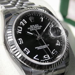 Rolex DATEJUST 116234 Mens Steel & White Gold Black Arabic Concentric Dial 36MM 845960035095
