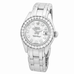 ROLEX 18K White Gold Masterpiece Pearlmaster 80299 Factory Diamonds Box MINTY