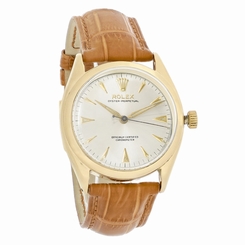 Rolex 1951 Oyster Perpetual Mens Vintage 14K Leather Strap Watch 756977