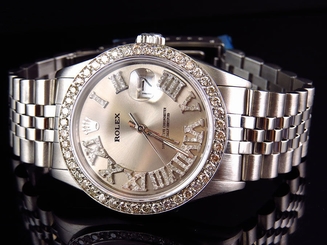 Mens Rolex 36 MM Datejust Jubilee Pave Stainless Steel Diamond Watch 3.5 Ct