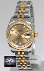 Rolex Datejust 18k Yellow Gold/Steel Champagne Diamond Dial Ladies Watch 179173