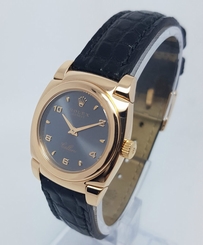 ? Rolex Cellini Cestello Ladies 18k Rose Gold Black Strap Watch 5310