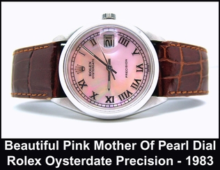 Pink Mother of Pearl Dial Gents Vintage Rolex Oysterdate Precision.