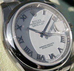 Rolex DATEJUST 116200 Mens Steel Jubilee 36MM Smooth Bezel White Roman Dial