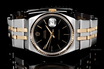 Rolex Stainless Steel & Yellow Gold Oyster Quartz 17013, Black Index Dial
