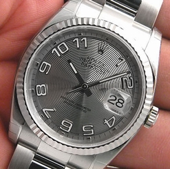 Rolex DATEJUST 116234 Mens Steel & White Gold Silver Concentric Arabic Dial 36MM 845960035095