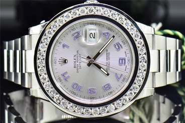 Mens Brand New Custom Rolex 45 MM Date Just 2 Genuine Diamond Watch 6 ct. 683498458203