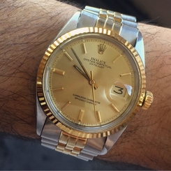 Authentic Rolex Datejust Daydate Perpetual Champagne 1601 1570 Gold Two-tone