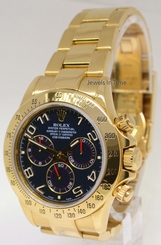Rolex Daytona Chronograph 18k Yellow Gold Blue Dial Watch Box/Papers 116528