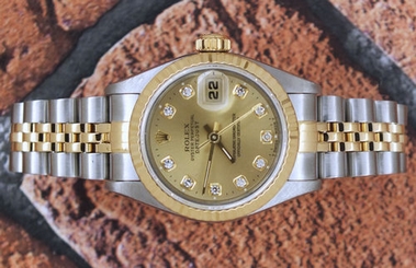 ORIGINAL Champagne Diamond Dial Ladies Rolex Oyster Perpetual Datejust.