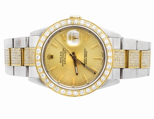 Rolex Datejust 36 MM 2 Tone Stainless Steel Oyster Band Diamond Watch 6.0 Ct