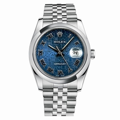 NEW 2015 Rolex Datejust Steel Blue Roman Dial Jubilee Mens Watch 116200 BLJRJ