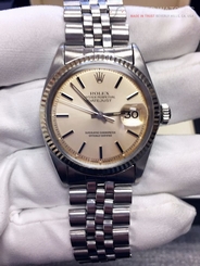 Rolex 1601 Stainless Steel/18K White Gold Datejust Champagne Dial