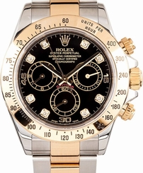 Rolex Daytona 116523 Black Diamond Dial Steel and Gold Box & Papers Ret: $18,850 845960053839