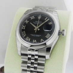 Rolex Datejust 36mm Black Roman Dial Jubilee 116200 Box and Papers! Ret: $6,700