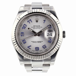 NEW 2016 Rolex Datejust II 18K White Gold Bezel Steel Watch Silver Arabic 116334