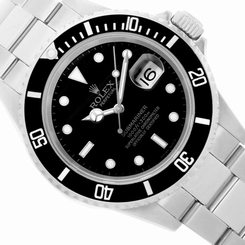 Pre-owned Rolex Black Ceramic Submariner Watch 16610 S. Steel Oyster Perpetual