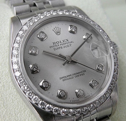Rolex DATEJUST 68274 Midsize Steel Diamond Bezel 31MM Silver Diamond Dial