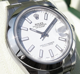 Rolex DATEJUST II 116300 Mens Steel Oyster Smooth Bezel White Stick Dial 41MM