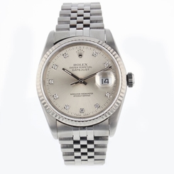 Rolex Mens Datejust 36mm Steel and 14K Yellow Gold Diamonds Watch Ref 16234