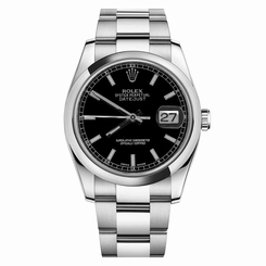 NEW  Rolex Datejust Steel Black Stick Oyster Bracelet Mens Watch 116200 BKSO