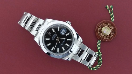 Men's Rolex Datejust II 116300 Black Dial Black Bezel Year 2015 Box & Papers
