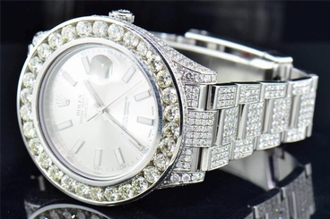Mens New Rolex Date Just II 2 Iced Out Flooded With Genuine Diamonds 46 MM 845960034548